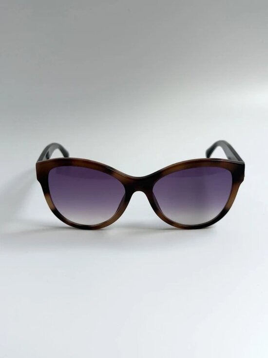Chanel Oversized Sunglasses Authentic Logo Catseye Brown Tortoiseshell Purple Ti main image 4